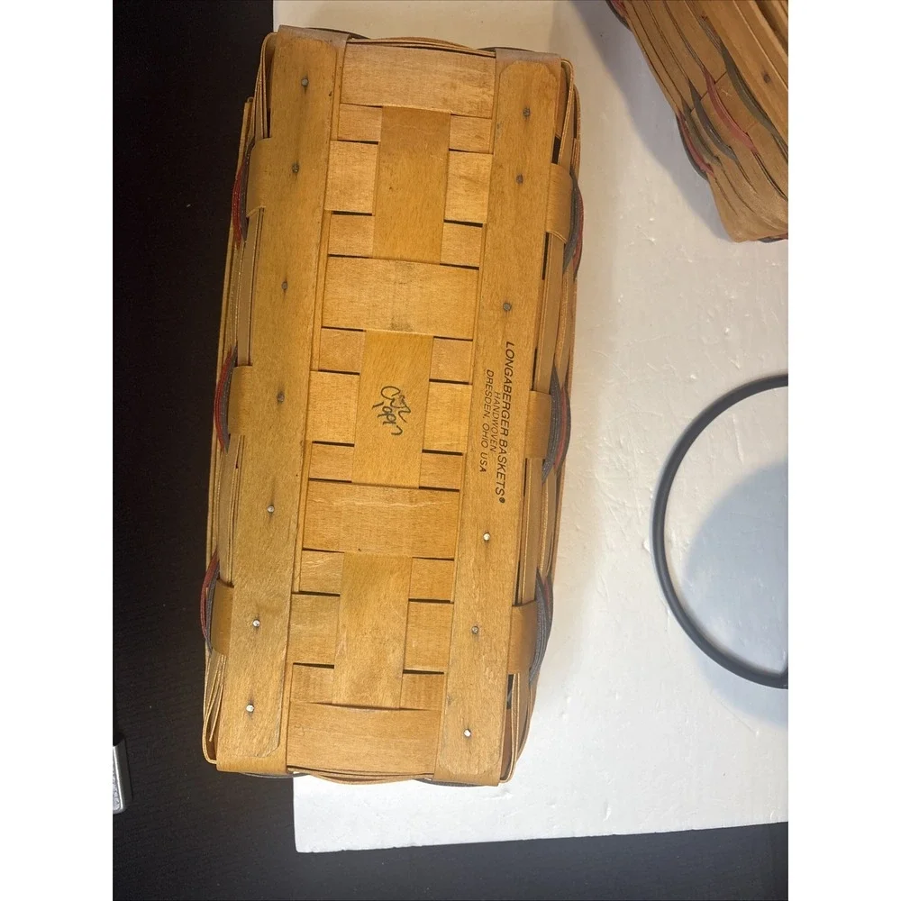 Longaberger Vintage Woven Basket Lot 4pc 1992-2000 Signed Handcrafted USA Decor